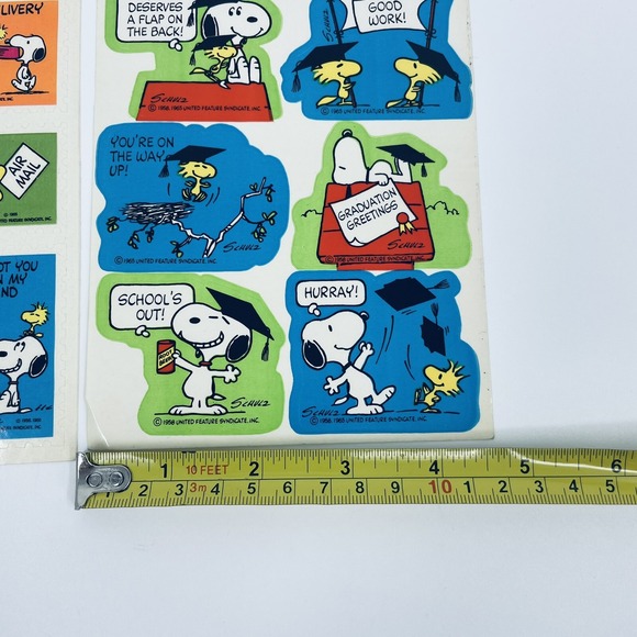 Two Sheets Vintage 80s Snoopy Sticker Sheets Woodstock Snoopy Schulz - Picture 3 of 6